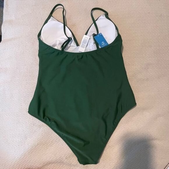 Cupshe Womens 1 Piece Swimsuit Large Green Ruched Tummy Control Adjustable Strap - Picture 4 of 9